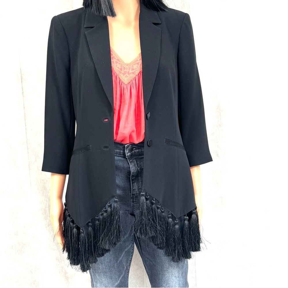 Cinq a Sept Black Fringe Blazer